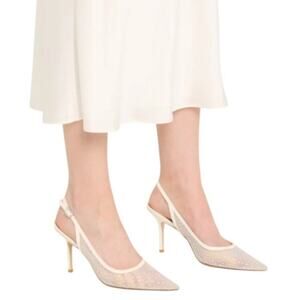 Stuart Weitzman Women's 9.5B Emilia Mesh 100 Slingback Pump Stiletto Heel LB4-23